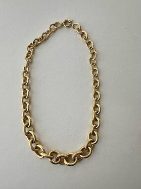 14k Solid Yellow Gold Textured Graduated Rolo Chain Necklace